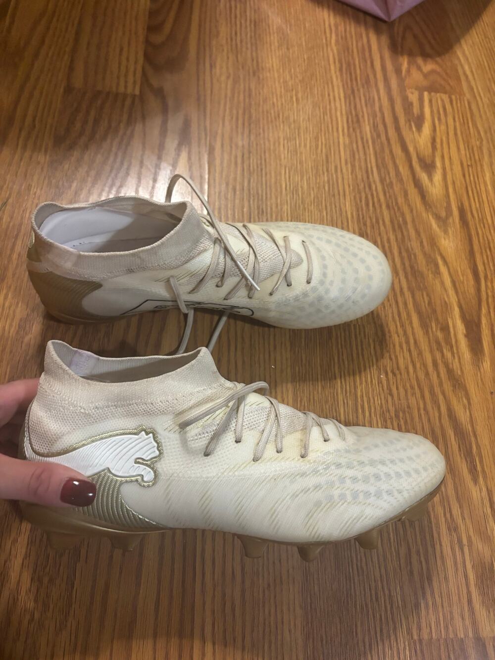 Puma Future 9 White/ Gold Knit Soccer/ Football Cleats